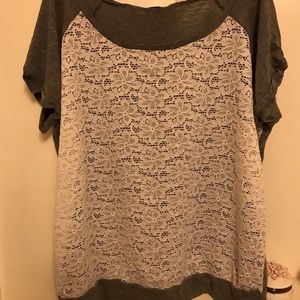 Torrid grey and lace top. Size 3